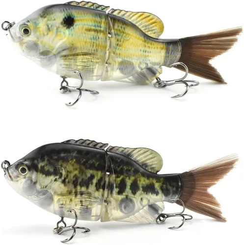ODS Lure Sinking Blugill Glide Bait con cola de fibra para agua dulce y salada Bass Aparejos de pesca realistas