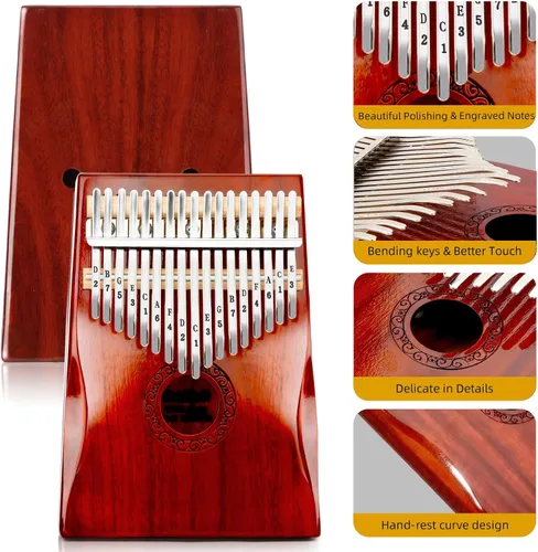 Miniatura 2 de Kalimba Piano de Pulgar, YUNDIE Portátil de 17 Teclas Mbira Piano de Dedo con Martillo de Afinación e Instrucciones de Estudio, Instrumento Musical