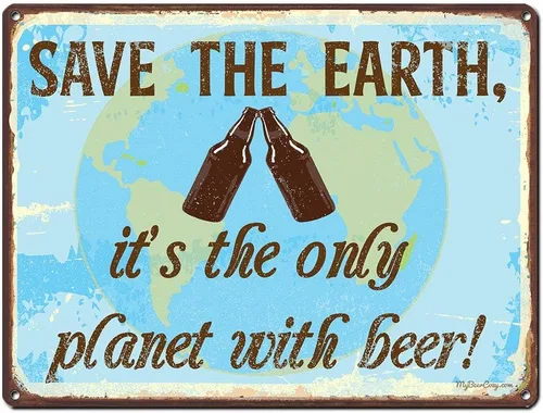 Miniatura 11 de Beer Because H20 Never Wins Friends, cartel divertido de aluminio de 11.5 x 15.5 pulgadas para cueva de hombre, garaje, sótano, cervecería