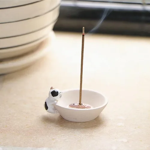 Miniatura 4 de Newwe Soporte para incienso de resina, quemador de incienso para gatos pequeños, mini estatua de animal lindo quemador de incienso para el hogar