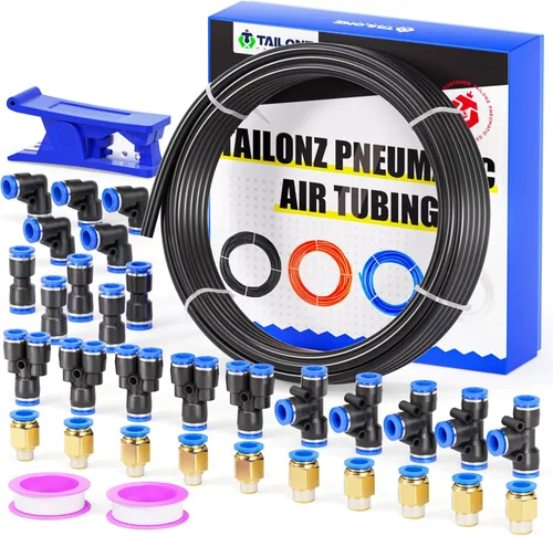Miniatura 17 de TAILONZ PNEUMATIC Azul 0.236 in OD 0.157 in ID poliuretano PU manguera de aire tubo kit 32.8 ft 32.8ft