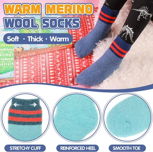 Miniatura 93 de ANTSANG Calcetines de Lana, Calcetines Térmicos Cálidos y Gruesos Tipo Crew Boot para Niños Pequeños, Niños y Niñas, 6 Pares