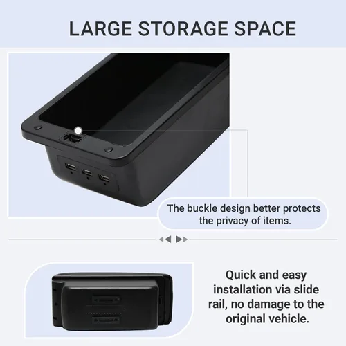 Miniatura 4 de Reposabrazos de Consola para Mini Cooper Coupe R50 R52 R53 R56 R57 R58 F55 F56 F57 Countryman (3 USB, Negro)
