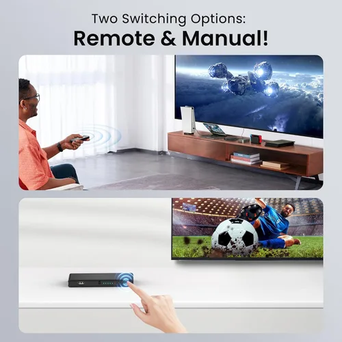 Miniatura 3 de NEWCARE Interruptor HDMI 4K @60Hz 5 en 1 salida, divisor HDMI 5x1 con control remoto, conmutador HDMI compatible con 4K @60Hz, 1440p/1080p@120Hz