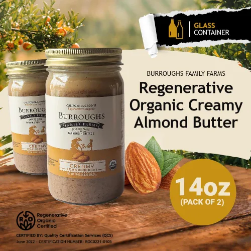 Miniatura 8 de Burroughs Family Farms Regenerative - Mantequilla de almendras cremosa orgánica, mantequilla de almendras tostadas con 0% de sodio y colesterol