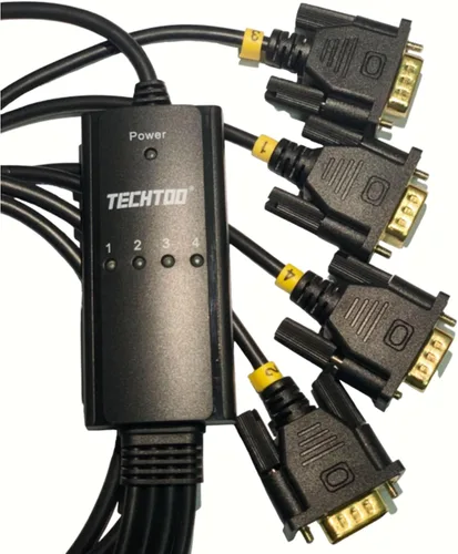 Miniatura 5 de TECHTOO Adaptador USB a Serial RS232 DB9 de 4 puertos USB a Seria Convertidor Serial Cable de 9 pines con tornillos de pulgar