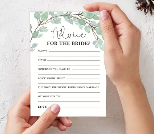 Miniatura 7 de Juego de 50 tarjetas de actividades de juego Greenery Mad Libs Consejos para la novia