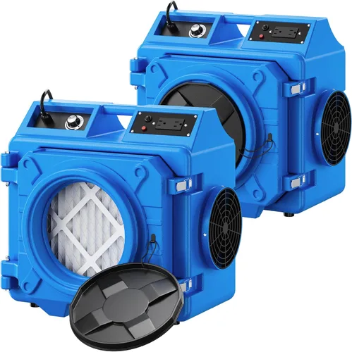 Miniatura 13 de Depurador de aire con filtración de 3 etapas, máquina de aire negativo apilable de 550 CFM para uso industrial y comercial, limpiador de aire Azul