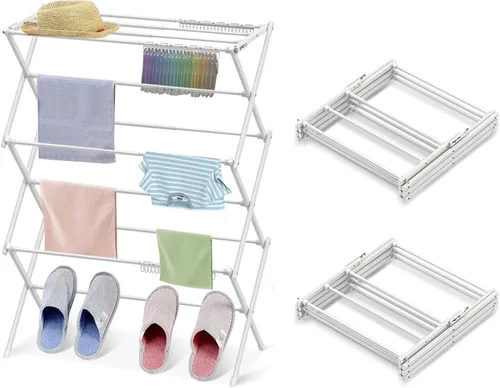 Miniatura 8 de Tendedero Plegable para Ropa, Tendedero de Ropa Plegable para Interiores, Secadores para Lavandería - 40" x 28.8" x 14.2", Ahorro de Espacio Blanco