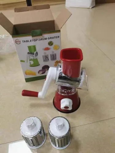 Miniatura 2 de Rallador rotativo de queso, cortador de verduras de mandolina de cocina con 2 cuchillas intercambiables, fácil de limpiar, rallador giratorio