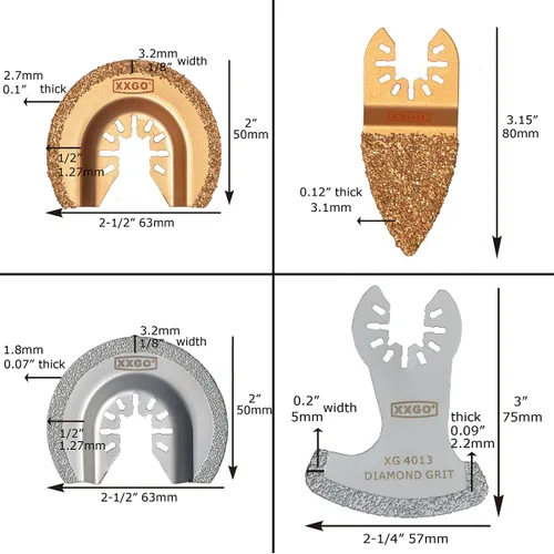 Miniatura 2 de XXGO 4 cuchillas de extracción de lechada de carburo de diamante para múltiples herramientas Lo mejor para quitar lechada de 1/8