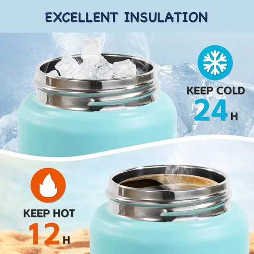 Miniatura 4 de Kerilyn - Botella de agua para niños, de acero inoxidable, con pajilla a prueba de fugas, con aislamiento térmico, libre de bisfenol A, unisex