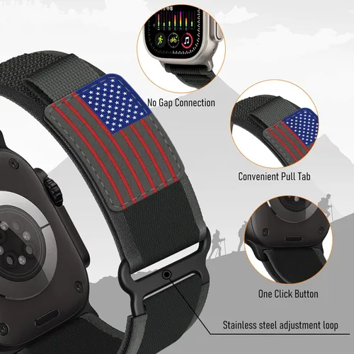 Miniatura 3 de Correa Trail Loop de nylon - Compatible con Apple Watch Ultra 3/2/1 Series 11/10/9/8/7/6/SE/5/4/3 para hombres y mujeres, correa deportiva de tela