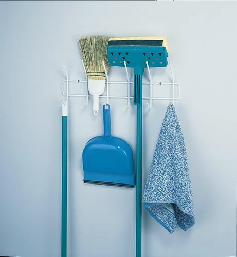 Miniatura 16 de ClosetMaid Barra de valet colgante para instalación en pared o puerta, accesorios incluidos, diseño plegable, acero duradero, color blanco