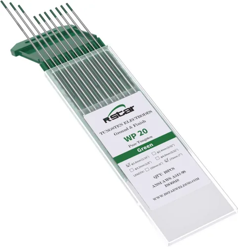 Rstar Electrodos de tungsteno para soldadura TIG, tungsteno puro, 1/16 x 7 pulgadas (verde, WP), paquete de 10 unidades