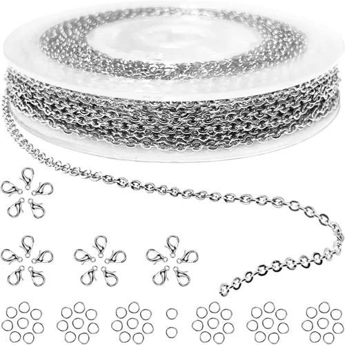 Miniatura 16 de Jishi Cadena de serpiente de oro de 33 pies de 0.047 in, cadenas para hacer joyas, collares, pulseras, suministros de joyería, hallazgos – Rollo