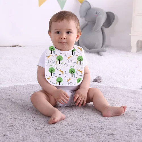 Miniatura 3 de Maiwa - 6 paquetes de baberos impermeables de algodón para bebés, niñas y niños, con broches para babeo y alimentación