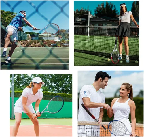 Miniatura 5 de Raqueta de tenis preencordada, ligera, de 27 pulgadas, raquetas recreativas para adultos, para hombres, mujeres, estudiantes, kit de entrenamiento