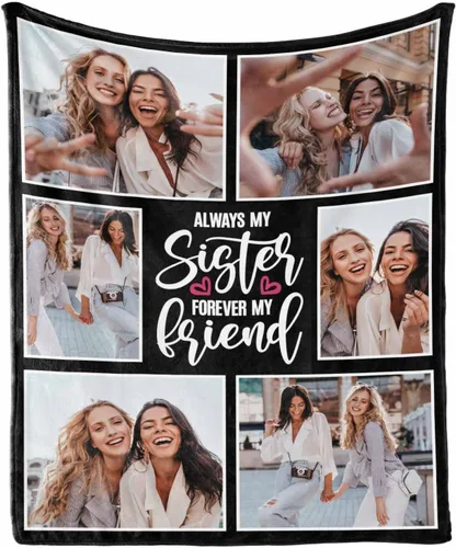 Miniatura 14 de Manta de collage de fotos personalizada con mensaje de amor y nombres, manta suave para niñas y hermanas, sofá cama, 30 x 40 pulgadas
