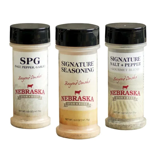 Nebraska Star Beef Seasoning Trio - Paquete de 3 (1 condimento exclusivo, 1 condimento exclusivo SPG (sal, pimienta, ajo), 1 condimento Signature