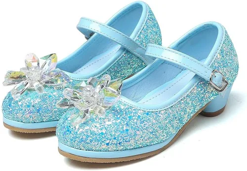 Miniatura 2 de Chiximaxu Zapatos de princesa Cosplay para niña de tacón bajo con flor de cristal (niñoniño)