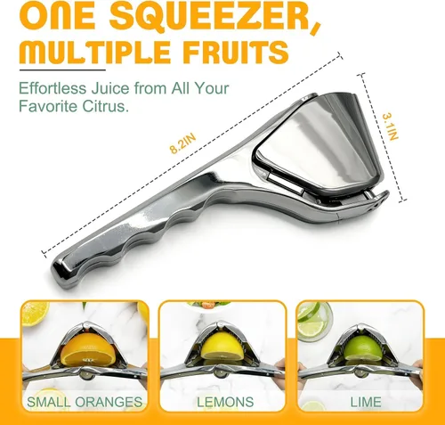 Miniatura 7 de Exprimidor manual de limón de acero inoxidable duradero, exprimidor de cítricos de mano para una extracción eficiente del jugo de limón, lima