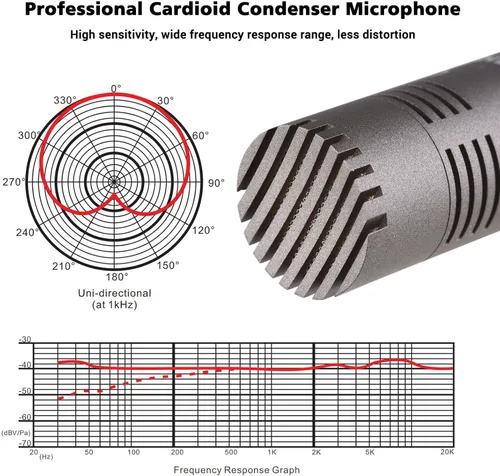 Miniatura 3 de TAKSTAR Micrófono de condensador con parabrisas, micrófono cardioide profesional, micrófono de grabación de diafragma chapado en oro XLR