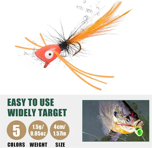 Miniatura 5 de OROOTL Kit de moscas para pesca con mosca, coloridos señuelos de pesca con mosca, flotadores de espuma, accesorios para trucha, panfish bluegill