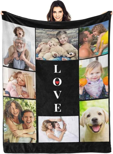 Miniatura 12 de Manta de forro polar con texto fotográfico, manta personalizada para mamá y papá, regalo perfecto para el Día de la Madre, cumpleaños para ella