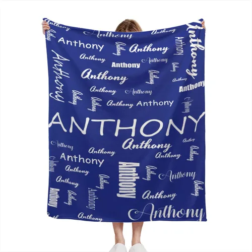 Manta de bebé azul personalizada con nombre para niño, manta de bebé personalizada con nombre que recibe manta floral para bebés, recién nacidos,