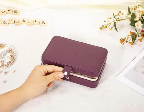 Miniatura 6 de Voova Pequeña caja organizadora de joyas, estuche de viaje para mujeres, adolescentes, niñas, mini cajas de almacenamiento de joyas portátiles