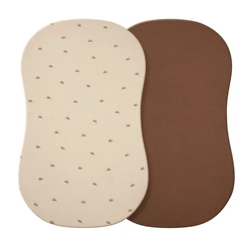Miniatura 8 de Blissful Diary Sábanas de moisés de muselina para bebés, niñas y niños, de algodón suave bohemio, ajustadas para colchón rectangular ovalado de Sol