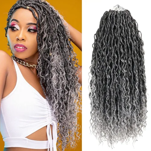 Miniatura 25 de Copper Goddess Faux Locs Cabello de Ganchillo con Puntas Rizadas, 7 Paquetes de 14 Pulgadas Boho Goddess Locs Cabello de Ganchillo, Cabello