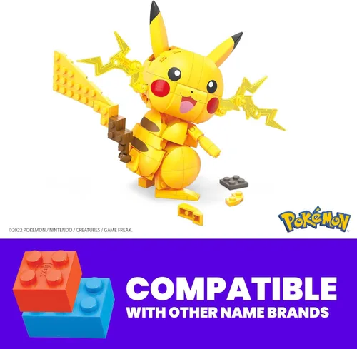 Miniatura 4 de MEGA Juego de juguetes de construcción Pokémon Construye y muestra Pikachu con 205 piezas, articulado y posable, 4 pulgadas de alto, para niños