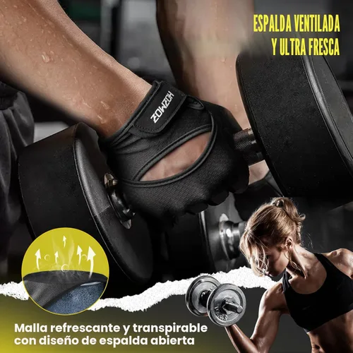 Miniatura 4 de HOZMOZ Guantes ventilados para levantamiento de pesas, guantes de gimnasio gruesos y acolchados con protección completa de la palma, agarre