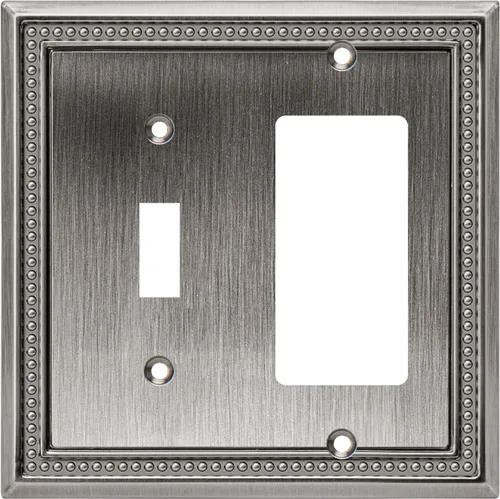 Miniatura 114 de Henne Bery Sunken Pearls - Placa de pared decorativa resistente para interruptor, cubierta para tomacorrientes (doble dúplex, níquel satinado)