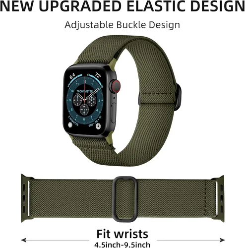 Miniatura 2 de DaQin Paquete de 3 bandas elásticas compatibles con Apple Watch para hombres de 1.65 pulgadas, 1.61 pulgadas, 1.57 pulgadas, 1.5 pulgadas, correa