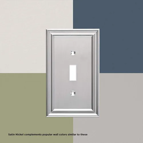 Miniatura 4 de Marco cobertor clásico de pared para interruptor de luz único con diseño de bolitas Franklin Brass, Plateado, W35065-SN-C