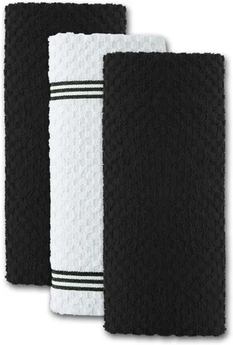 Miniatura 8 de Infinitee Xclusives Paquete de 12 toallas de cocina de alta calidad, 100% algodón, 15 x 25 pulgadas, color negro tormenta Negro Storm