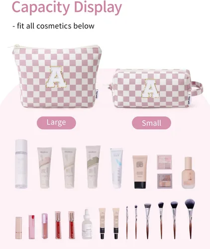 Miniatura 3 de Narwey Bolsa de maquillaje con inicial, regalos de graduación para adolescentes, niñas, niños y adolescentes, monograma personalizado, bonita bolsa