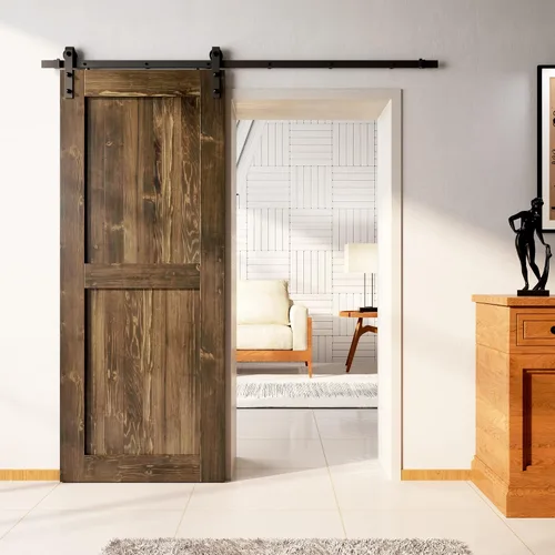 Miniatura 2 de Homacer Puerta de granero de madera maciza de 34 pulgadas de ancho x 84 pulgadas de alto x 1-3/8 pulgadas de profundidad, acabado y sin ensamblar