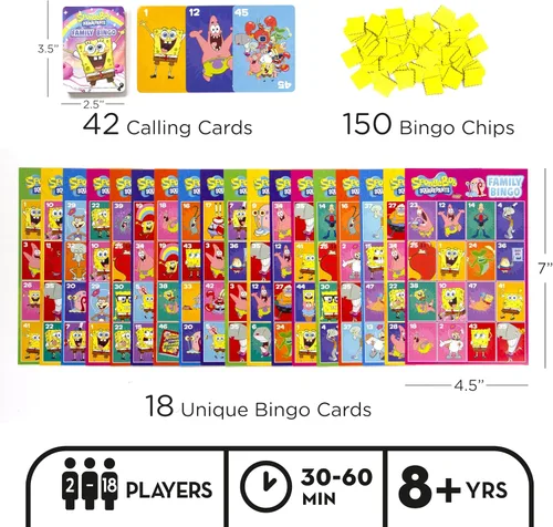 Miniatura 2 de Aquarius Spongebob Squarepants - Juego de bingo familiar, juego de fiesta Nickelodeon para niños, adolescentes y adultos, regalo con licencia