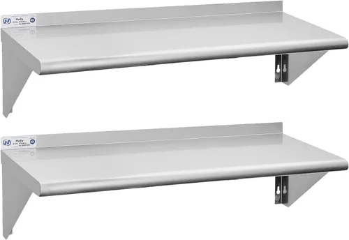 Miniatura 20 de HALLY SINKS & TABLES H Estante de acero inoxidable de 18 x 36 pulgadas, 350 libras, estantería flotante comercial de montaje en pared