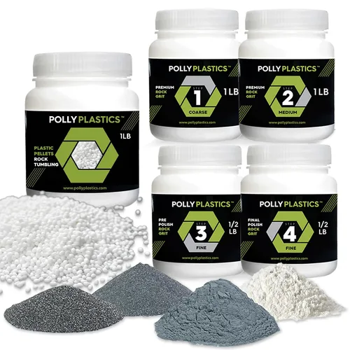 Miniatura 9 de Polly Plastics Kit de Medios de Recambio de Grano y Pulido para Tamboreador de Rocas Suministros de 4 Pasos para Tamborear y Pulir Piedras y Gemas