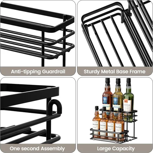 Miniatura 4 de Organizador de jarabe de café, soporte para botellas de jarabe para barra de café, 2 niveles, 6 estantes de almacenamiento para jarabe, vino
