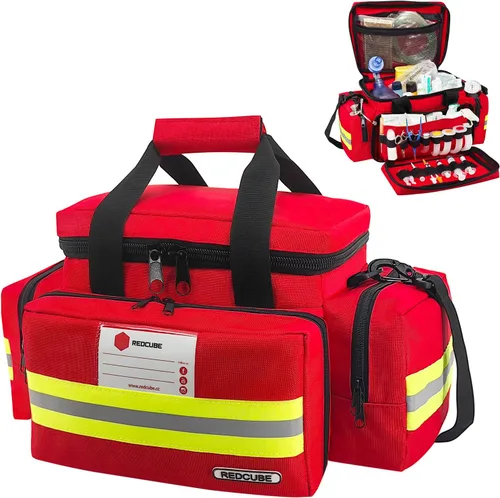 REDCUBE Bolsa de emergencia – Bolsas de primeros auxilios vacías – Bolsa de primeros auxilios para traumas, kit profesional de múltiples Rojo