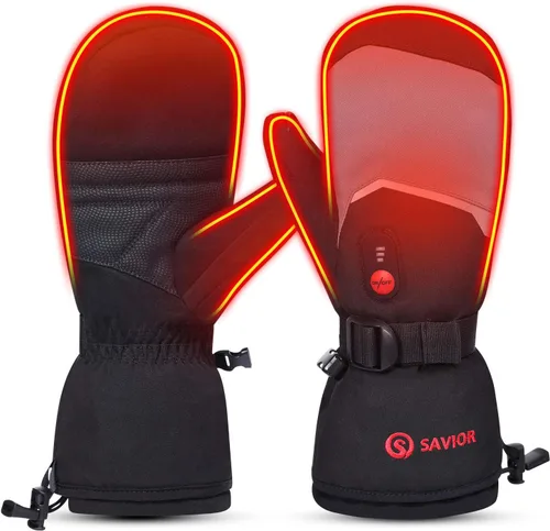 Miniatura 10 de SAVIOR HEAT Manoplas Calefactables con Batería, Guantes de Esquí con Batería, Manoplas Eléctricas Recargables Mejoradas para Esquí, Camping