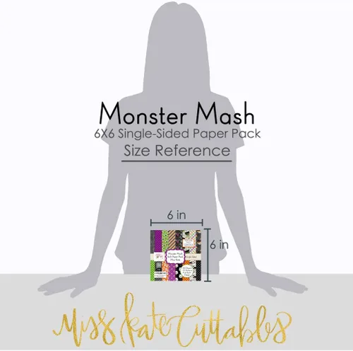 Miniatura 3 de Paquete de papel con patrón de 6 x 6 pulgadas, Monster Mash, para 7 álbumes de recortes, papel especial de primera cara, colección de 6 x 6