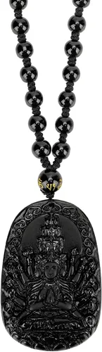 Miniatura 9 de Obsidian Guardian Buddha Amulet - Zodiac Feng Shui Necklace, symbolizing wisdom and wealth
