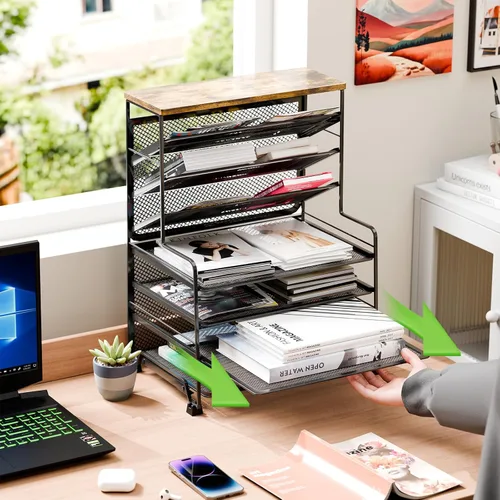 Miniatura 3 de Simple Trending Organizador de archivos de escritorio de 8 niveles, 1 paquete de bandeja de cartas, organizador de papel, accesorios de escritorio 7